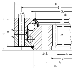 双排球式回转支承轴承内齿式